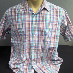 Ralph Lauren Polo Button Down Shirt Short Sleeve Plaid Men's XL